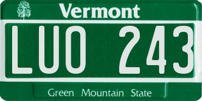 VT license plate LUO243