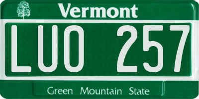 VT license plate LUO257