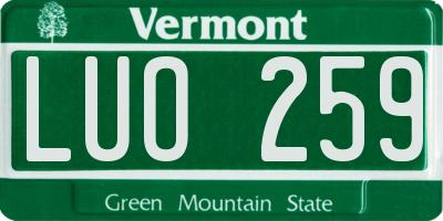 VT license plate LUO259