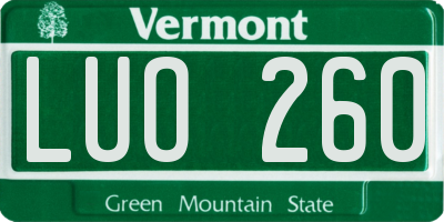 VT license plate LUO260