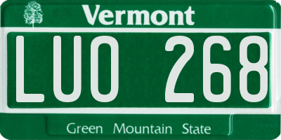 VT license plate LUO268