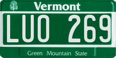 VT license plate LUO269