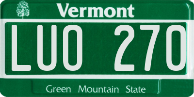 VT license plate LUO270