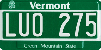 VT license plate LUO275