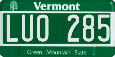 VT license plate LUO285