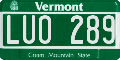 VT license plate LUO289