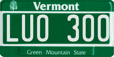 VT license plate LUO300