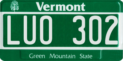VT license plate LUO302