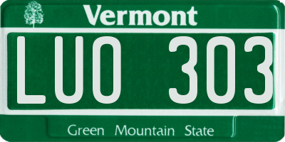 VT license plate LUO303