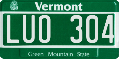 VT license plate LUO304