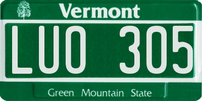 VT license plate LUO305