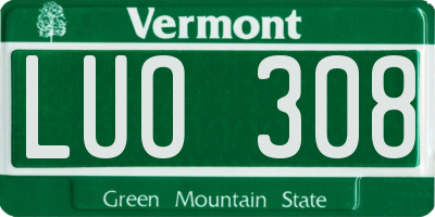 VT license plate LUO308