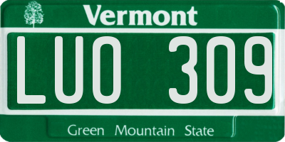 VT license plate LUO309