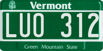 VT license plate LUO312
