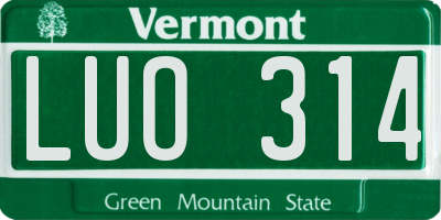VT license plate LUO314