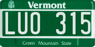 VT license plate LUO315
