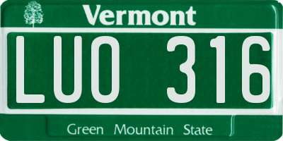 VT license plate LUO316