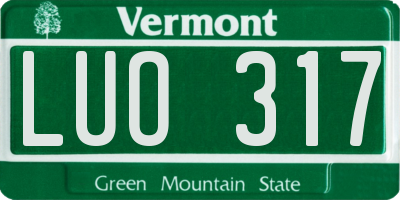 VT license plate LUO317