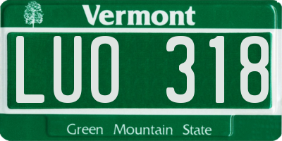 VT license plate LUO318