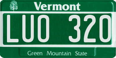 VT license plate LUO320