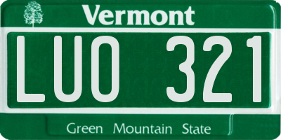 VT license plate LUO321