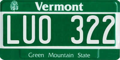 VT license plate LUO322