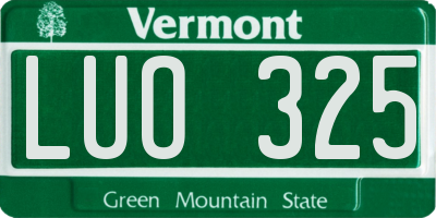 VT license plate LUO325