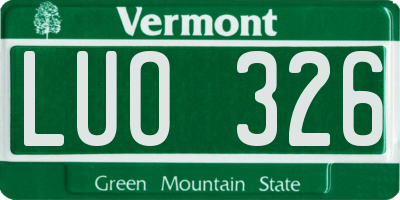 VT license plate LUO326