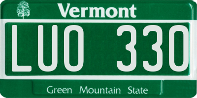 VT license plate LUO330