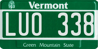 VT license plate LUO338