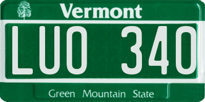 VT license plate LUO340