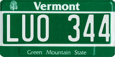 VT license plate LUO344
