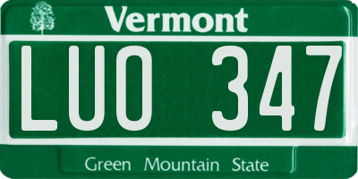 VT license plate LUO347