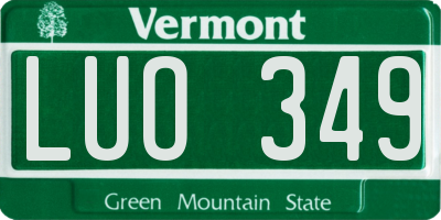 VT license plate LUO349