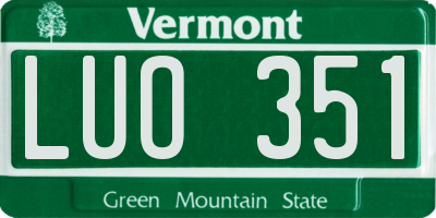 VT license plate LUO351