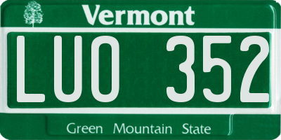 VT license plate LUO352