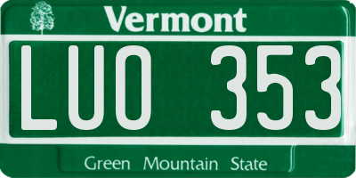 VT license plate LUO353