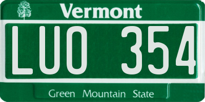 VT license plate LUO354