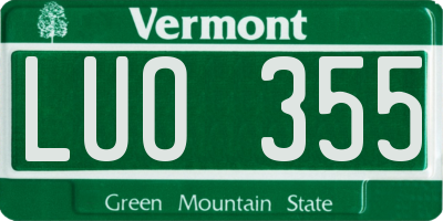 VT license plate LUO355