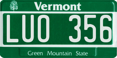 VT license plate LUO356