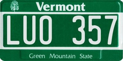 VT license plate LUO357
