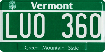 VT license plate LUO360