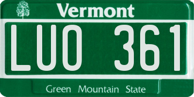 VT license plate LUO361