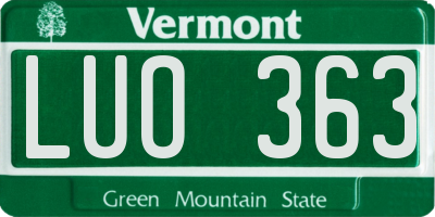 VT license plate LUO363