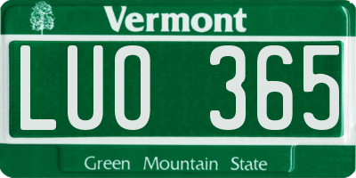VT license plate LUO365