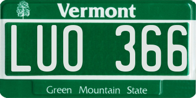 VT license plate LUO366