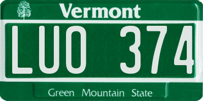 VT license plate LUO374