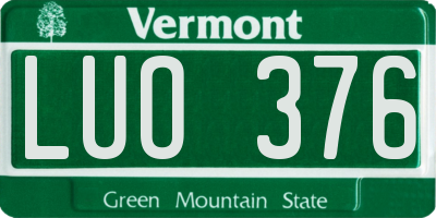 VT license plate LUO376