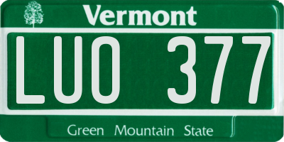 VT license plate LUO377