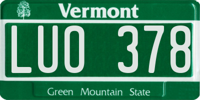 VT license plate LUO378